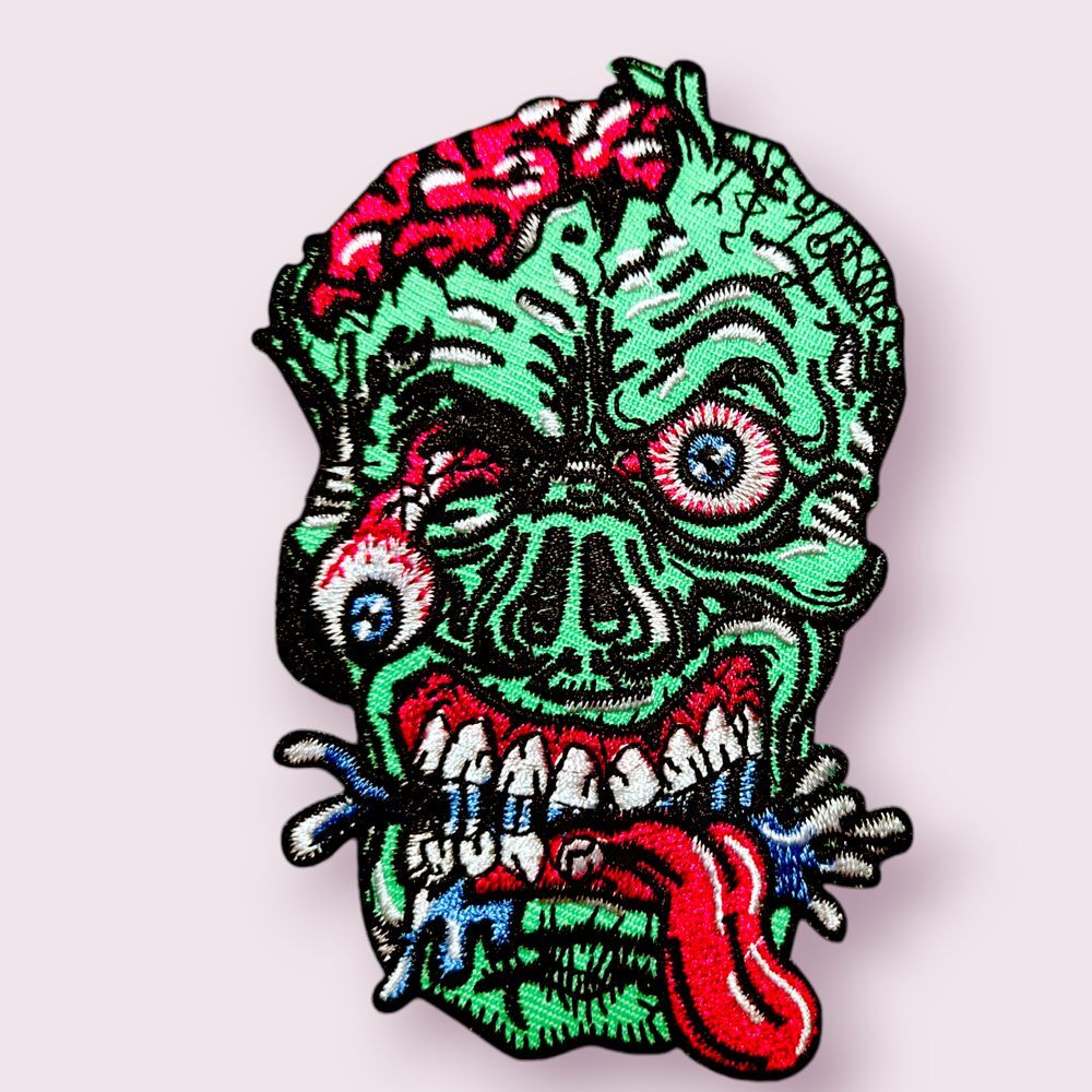 Iron On Patch-Crafts Material -Retro Monster Skull Brain Zombie Eyeball Tongue‎